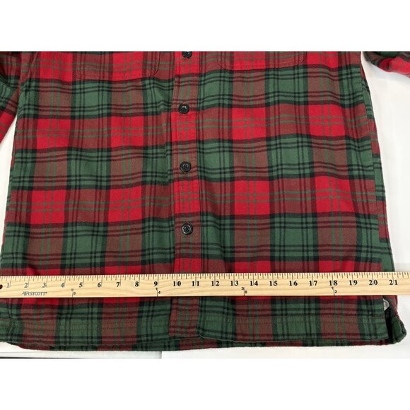 LL Bean Fleece Lined Flannel Shirt Men’s Small Reg Traditional Fit Red Plaid - Picture 12 of 15